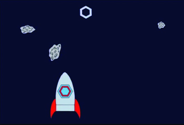 One of the parts of the game that was created includes the graphic seen (on the screen of the arcade game to the left). Some of the other parts of the game teach about molecular structure and other science related topics.