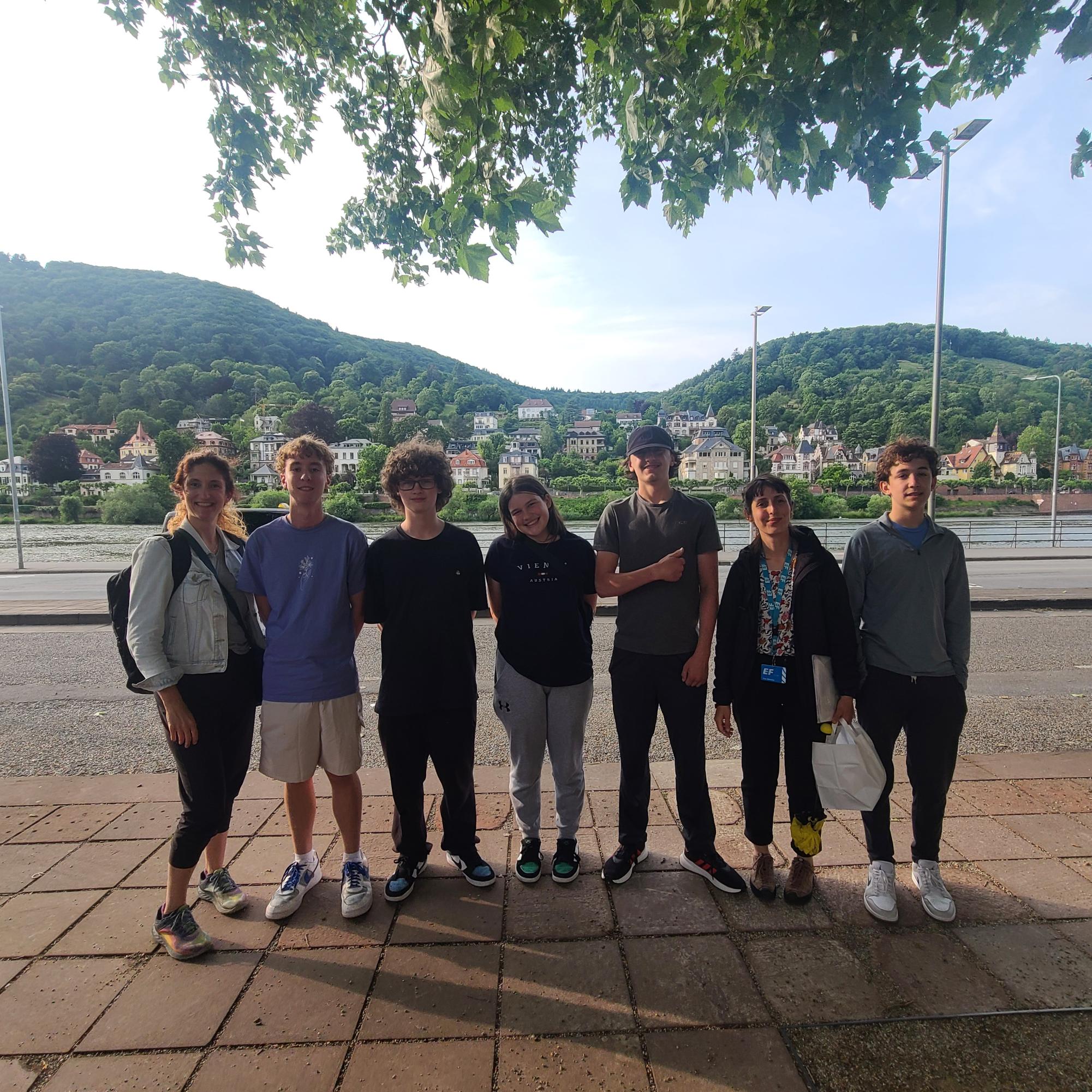 The students pose for a photo with the scenic backdrop in front of the water. They are getting ready to experience the picturesque landscape Germany has to offer. 